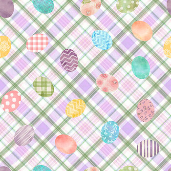 Bunny Kisses & Easter Wishes 22249 Purple by Beth Albert for 3 Wishes Fabrics