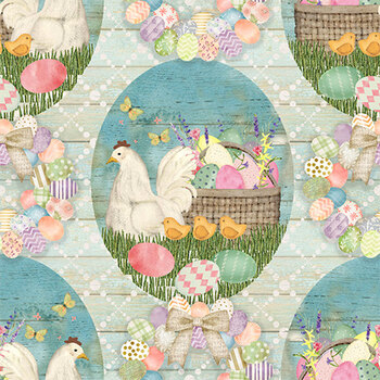 Bunny Kisses & Easter Wishes 22250 Mint by Beth Albert for 3 Wishes Fabrics