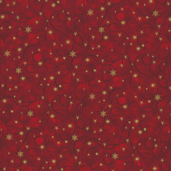 Stof Christmas - Star-Glitter 4591-004 Red/Gold Petit Stars by Stof Fabrics