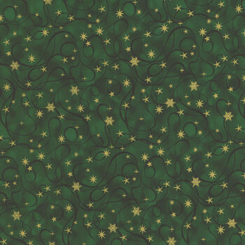 Stof Christmas - Star-Glitter 4591-005 Green/Gold Petit Stars by Stof Fabrics