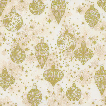 Stof Christmas - Star-Glitter 4591-012 Cream/Gold Ornaments by Stof Fabrics