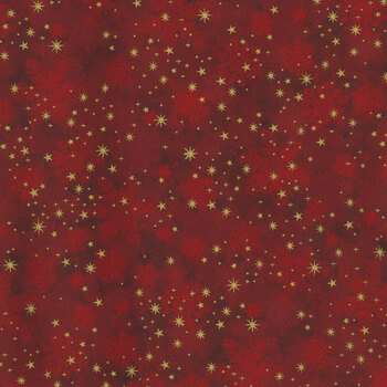 Stof Christmas - Star-Glitter 4591-013 Red/Gold Stars and Snowflakes by Stof Fabrics