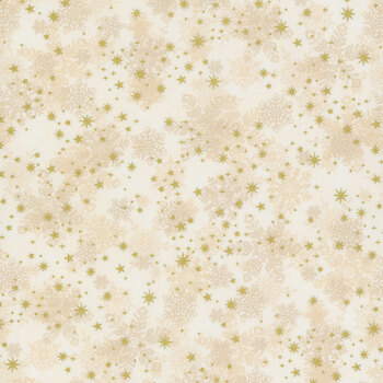Stof Christmas - Star-Glitter 4591-015 Cream/Gold Stars and Snowflakes by Stof Fabrics