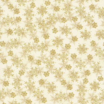 Stof Christmas - We Love Christmas 4591-131 Cream/Gold Small Snowflake by Stof Fabrics