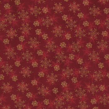 Stof Christmas - We Love Christmas 4591-409 Red/Gold Small Snowflake by Stof Fabrics