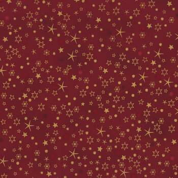 Stof Christmas - We Love Christmas 4591-408 Red/Gold Stars by Stof Fabrics