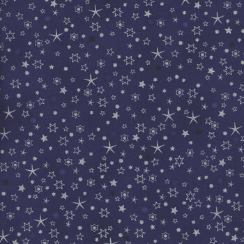 Stof Christmas - We Love Christmas 4591-605 Blue/Silver Stars by Stof Fabrics