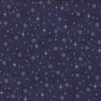 Stof Christmas - We Love Christmas 4591-606 Blue/Silver Small Stars by Stof Fabrics