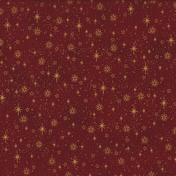 Stof Christmas - We Love Christmas 4591-410 Red/Gold Small Stars by Stof Fabrics