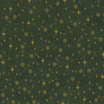 Stof Christmas - We Love Christmas 4591-807 Green/Gold Small Stars by Stof Fabrics