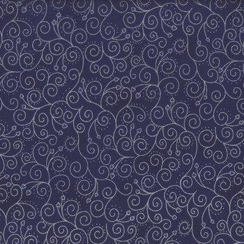 Stof Christmas - We Love Christmas 4591-607 Blue/Silver Spiral Hearts by Stof Fabrics