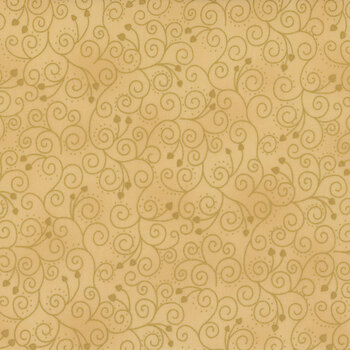 Stof Christmas - We Love Christmas 4591-212 Tan/Gold Spiral Hearts by Stof Fabrics