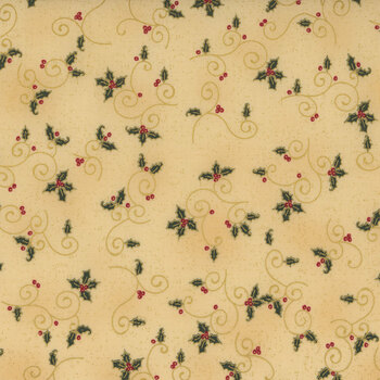 Stof Christmas - We Love Christmas 4591-207 Tan/Gold Holly by Stof Fabrics