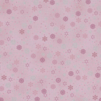 Stof Christmas - We Love Christmas 4591-426 Light Rose/Silver Snowflake Sprinkle by Stof Fabrics