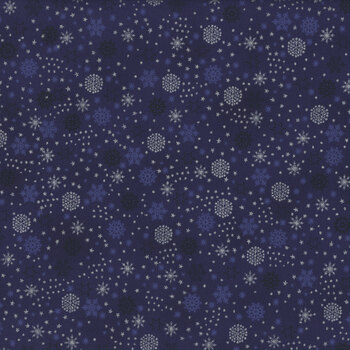 Stof Christmas - We Love Christmas 4591-603 Blue/Silver Snowflake Sprinkle by Stof Fabrics