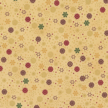 Stof Christmas - We Love Christmas 4591-206 Tan/Gold Snowflake Sprinkle by Stof Fabrics