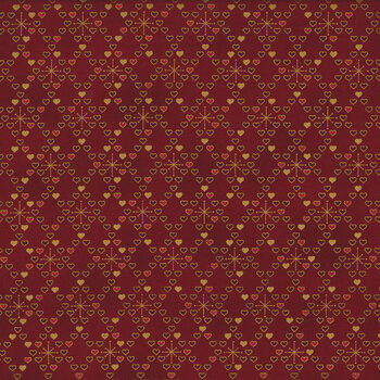 Stof Christmas - We Love Christmas 4591-407 Red/Gold Hearts by Stof Fabrics