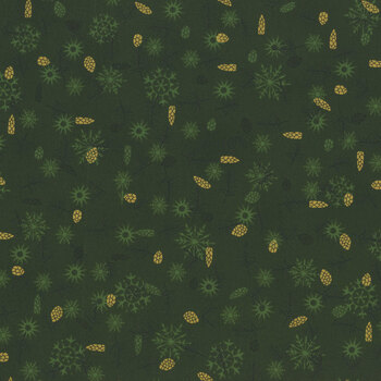 Stof Christmas - We Love Christmas 4591-802 Green/Gold Pinecones by Stof Fabrics