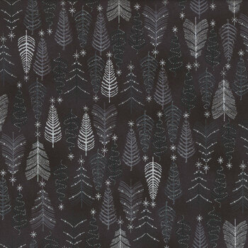 Stof Christmas - We Love Christmas 4591-911 Black/Silver Trees by Stof Fabrics