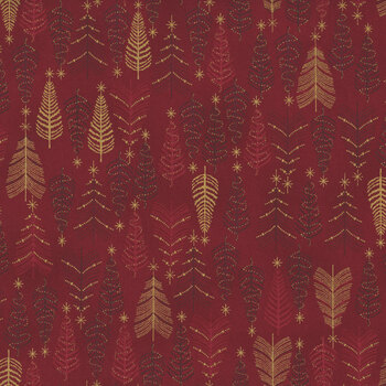 Stof Christmas - We Love Christmas 4591-401 Red/Gold Trees by Stof Fabrics
