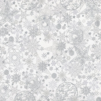 Stof Christmas - We Love Christmas 4591-100 White/Silver Snow Crystal by Stof Fabrics