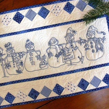 Snow Happens Table Runner -  Machine Embroidery USB