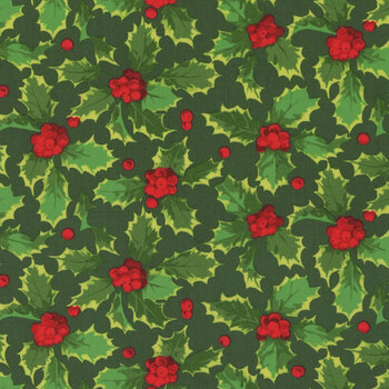 Winterberry PWMN037.DARKGREEN Holly by Martha Negley for FreeSpirit Fabrics