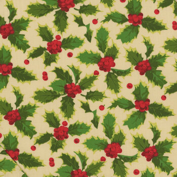Winterberry PWMN037.NATURAL Holly by Martha Negley for FreeSpirit Fabrics