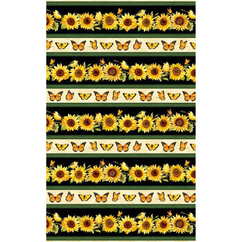 Sunflower Splendor 83325-957 Repeating Stripe by Susan Winget for Wilmington Prints