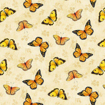 Sunflower Splendor 83329-285 Butterfly Toss Cream by Susan Winget for Wilmington Prints