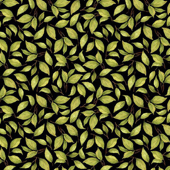 Sunflower Splendor 83330-977 Leaf Toss Black by Susan Winget for Wilmington Prints