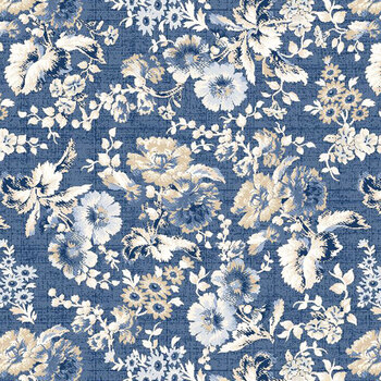 Radiance 98740-441 Large Floral Denim by Kaye England for Wilmington Prints