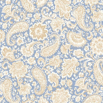 Radiance 98742-412 Paisley and Floral Light Denim by Kaye England for Wilmington Prints