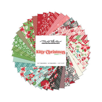 Kitty Christmas  Mini Charm Pack by Urban Chiks for Moda Fabrics - RESERVE