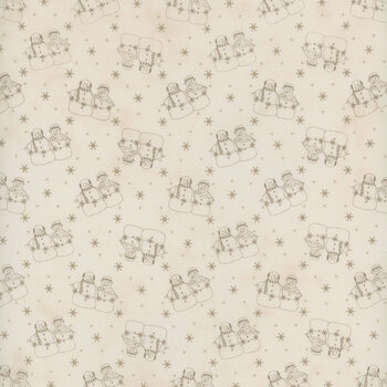 Snowman Gatherings IV 49250-15 Snow Taupe by Primitive Gatherings for Moda Fabrics