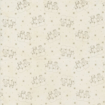 Snowman Gatherings IV 49250-15 Snow Taupe by Primitive Gatherings for Moda Fabrics