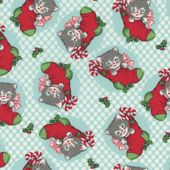Kitty Christmas 31200-16 Icicle by Urban Chiks for Moda Fabrics 