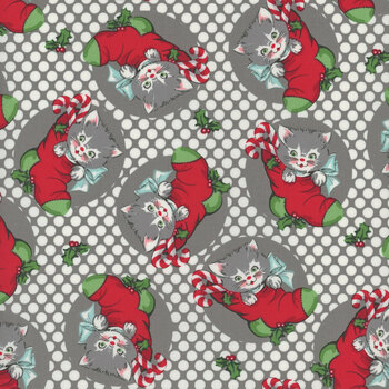 Kitty Christmas 31200-19 Coal by Urban Chiks for Moda Fabrics 