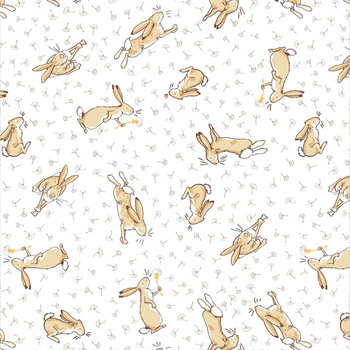 Guess How Much I Love You 2024 Y4247-1 Tossed Bunnies White from Clothworks