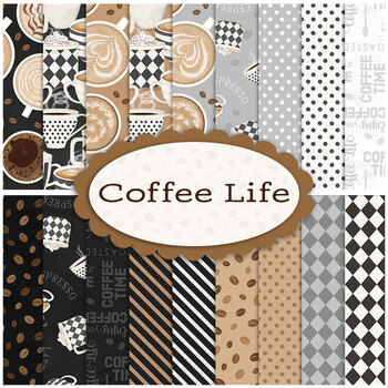Coffee Life  18 FQ Set by Jennifer Pugh for Wilmington Prints