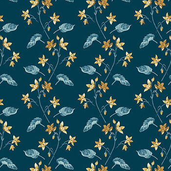 Beach House A-1167-B Midnight Clematis by Edyta Sitar for Andover Fabrics