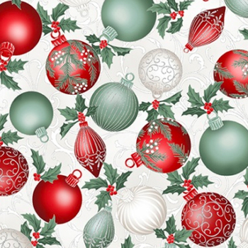 Christmas Splendor W7781-441S Winter Cherry Silver from Hoffman Fabrics