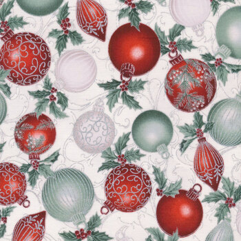 Christmas Splendor W7781-441S Winter Cherry Silver from Hoffman Fabrics