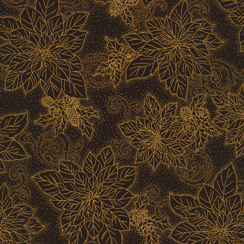 Christmas Splendor W7782-4G Black Gold from Hoffman Fabrics