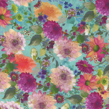 Garden Fresh Y4256-33 Aqua by Sue Zipkin for Clothworks