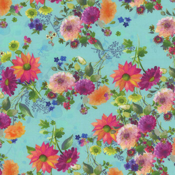 Garden Fresh Y4259-33 Aqua by Sue Zipkin for Clothworks