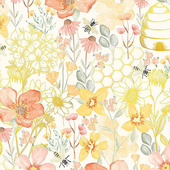 Home Sweet Home BEE-CD3041-CREAM by Timeless Treasures