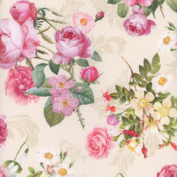 Belle Fleur FLEUR-CD3001 CREAM Large Floral Bouquets from Timeless Treasures Fabrics