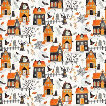 Haunted House BOO-CD2930 WHITE Haunted House from Timeless Treasures Fabrics