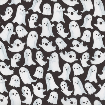 Haunted House BOO-CD2931 BLACK Ghost from Timeless Treasures Fabrics REM